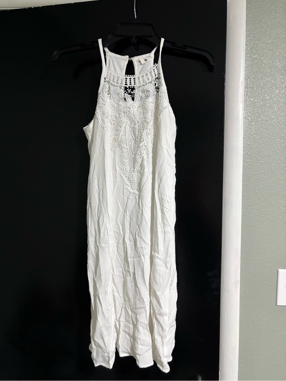 Maurices White Crochet Halter Maxi Dress